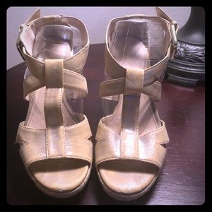 Calvin Klein Gold Metallic Wedge Sandal